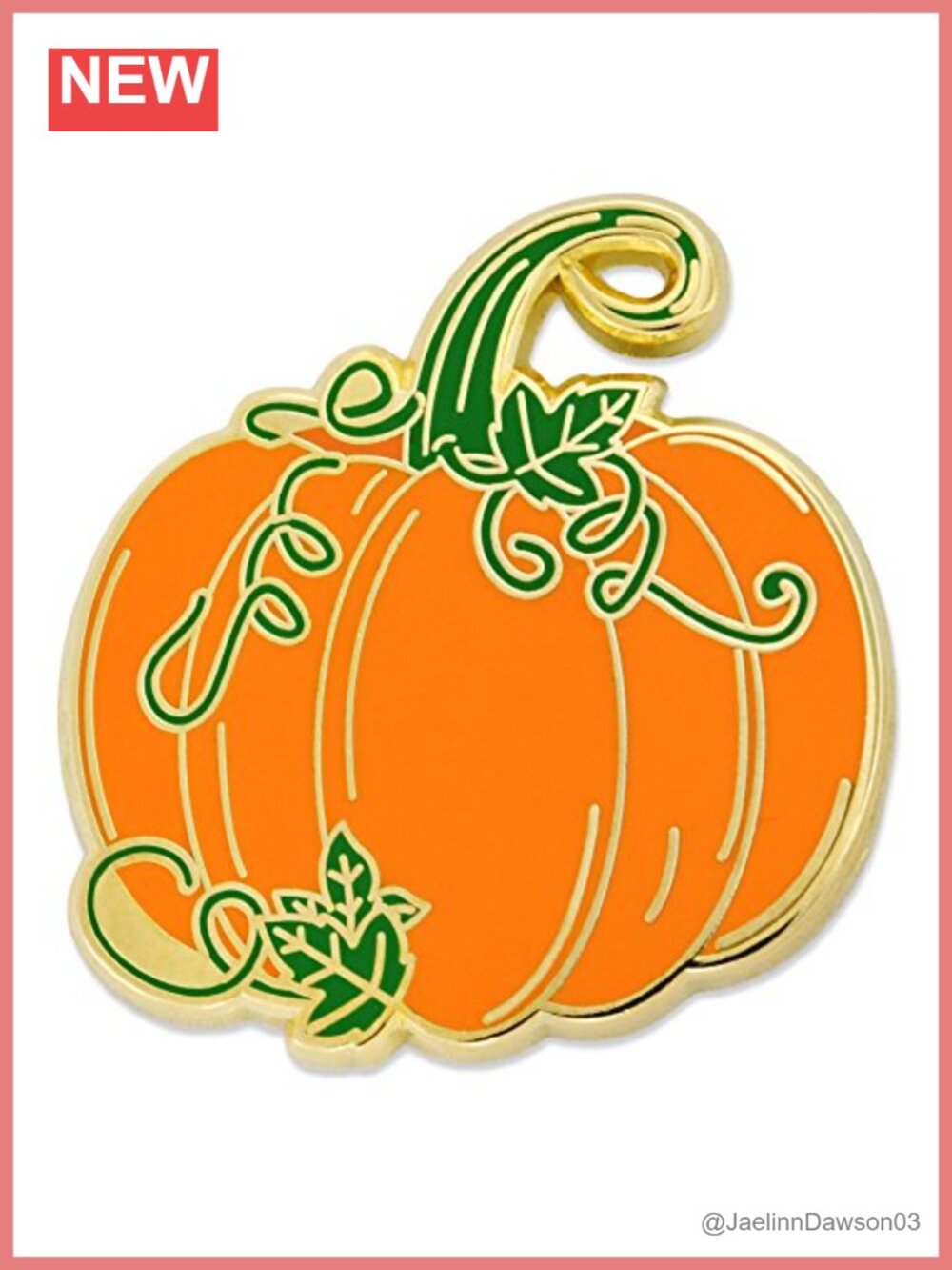 Gold Plated Enamel Pumpkin Lapel Pin Fall Autumn Brooch